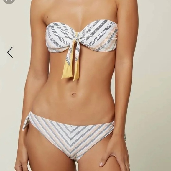 O’neill Classic Mika Stripe Knot Bandeau Style Bikini Top Size XS NWT - Picture 3 of 8